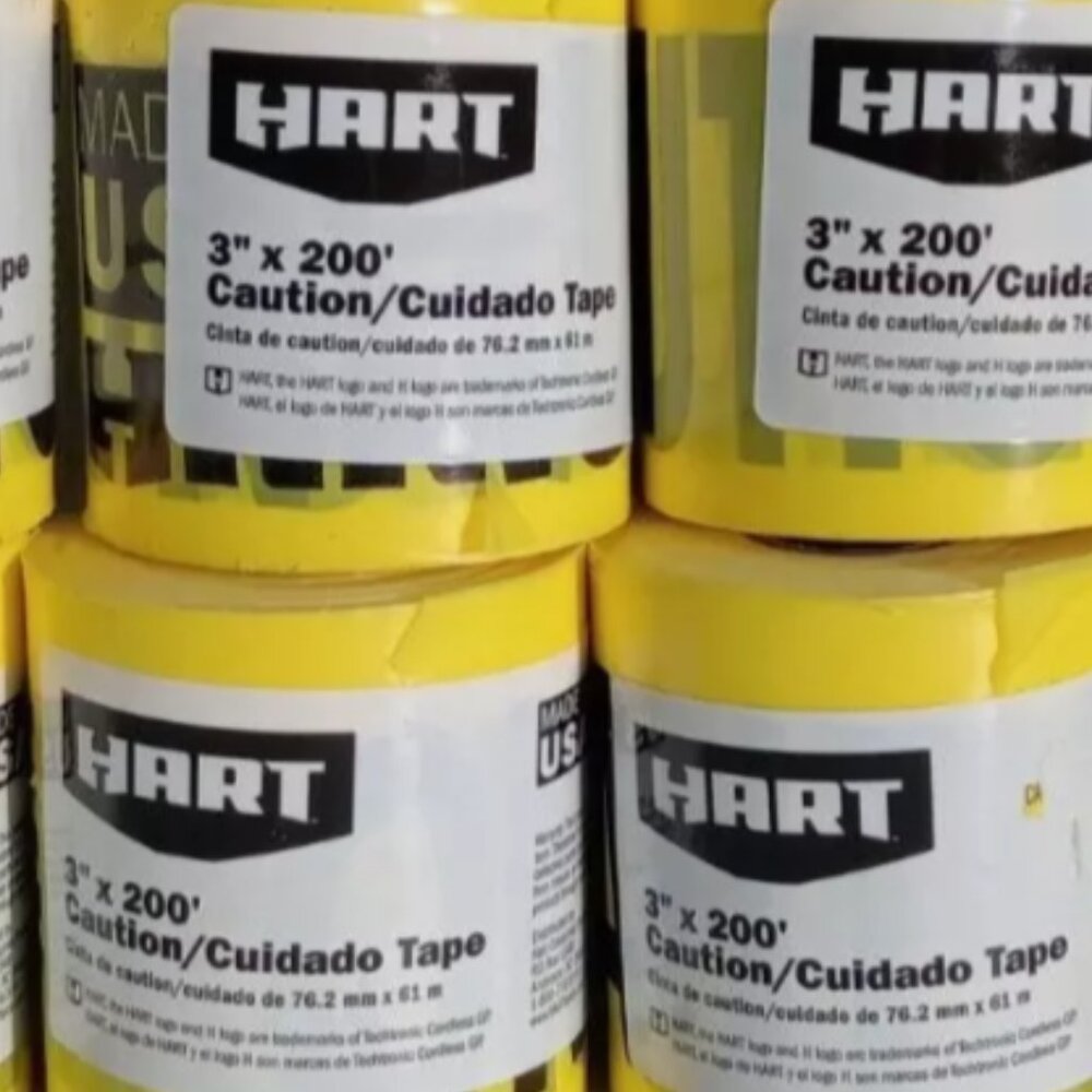 YELLOW CAUTION TAPE, Lot of 4 Each 3" X 200" HART